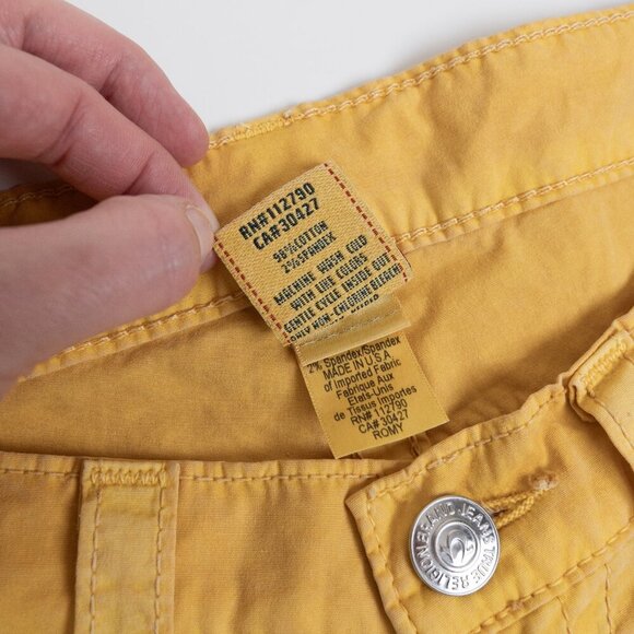 ✨ True Religion Romy Yellow Raw Hem Shorts Cotton Poplin Made in USA - Picture 11 of 12